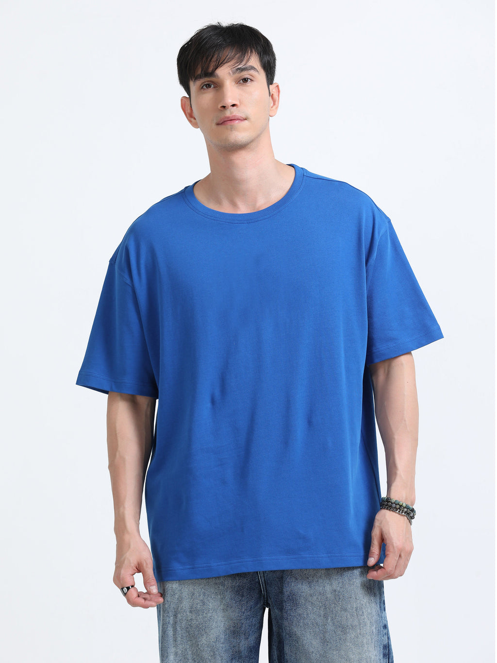 Oversized Tee Heavy Jersey Cotton Royal Blue - Front Close