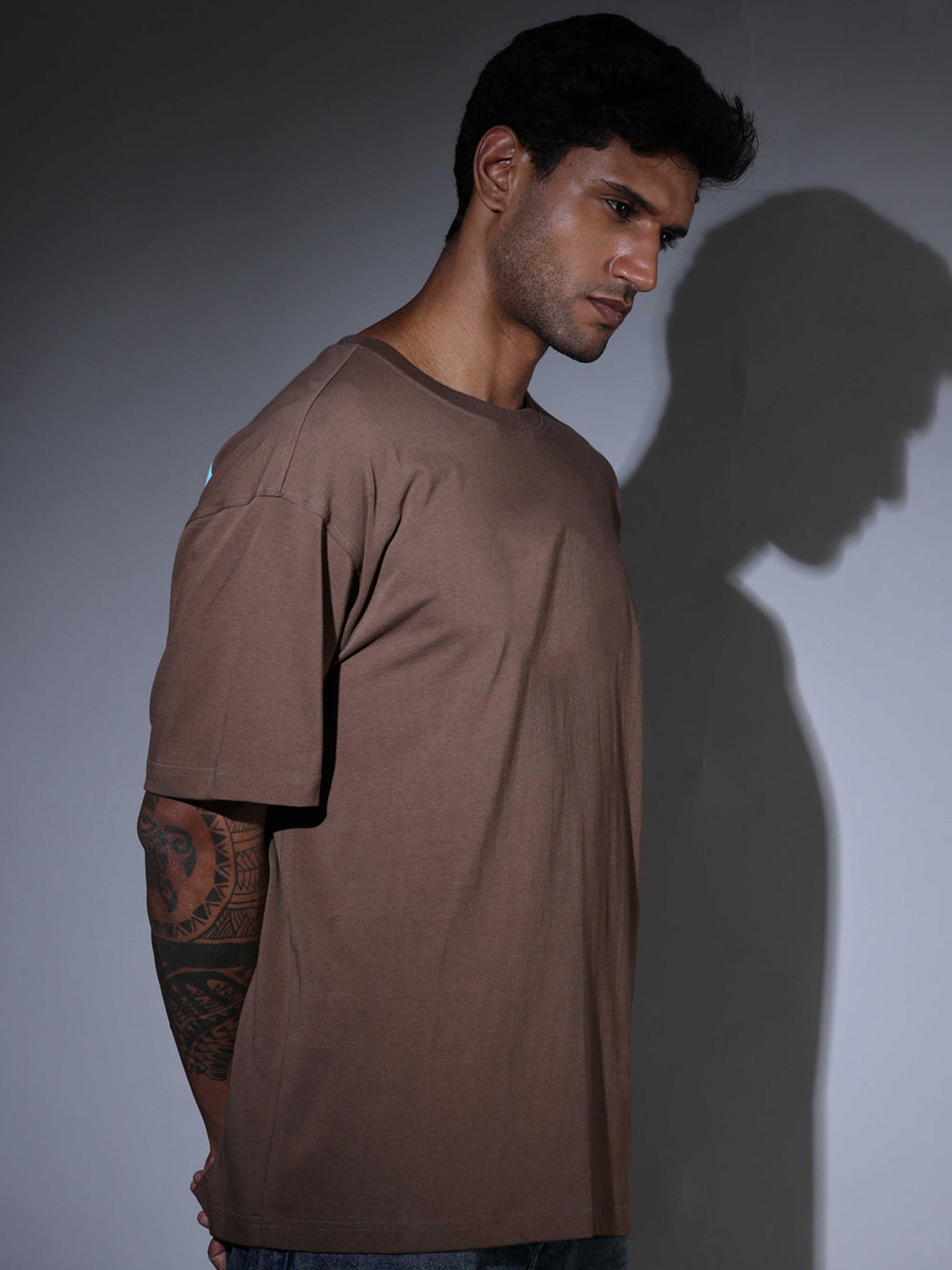 Oversized Tee Heavy Jersey Cotton Brown - Fabric Detail Infographic
