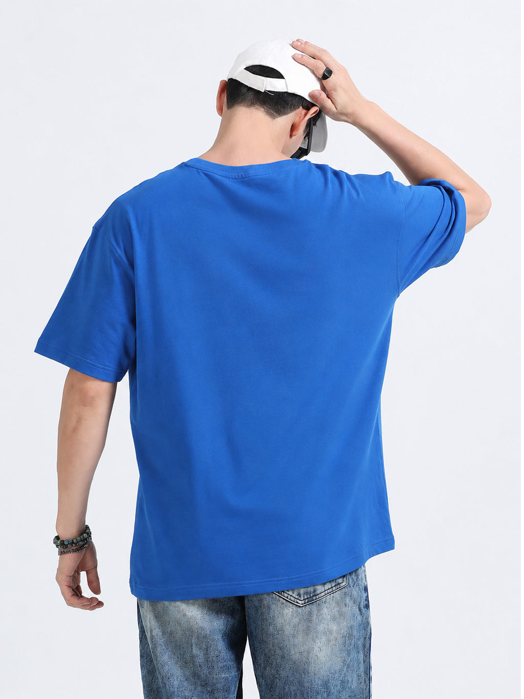 Oversized Tee Heavy Jersey Cotton Royal Blue - Back View 2
