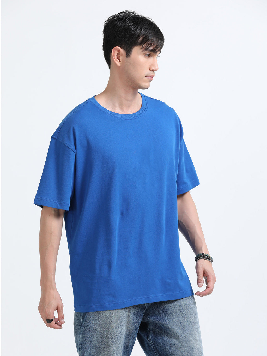 Oversized Tee Heavy Jersey Cotton Royal Blue - Side View