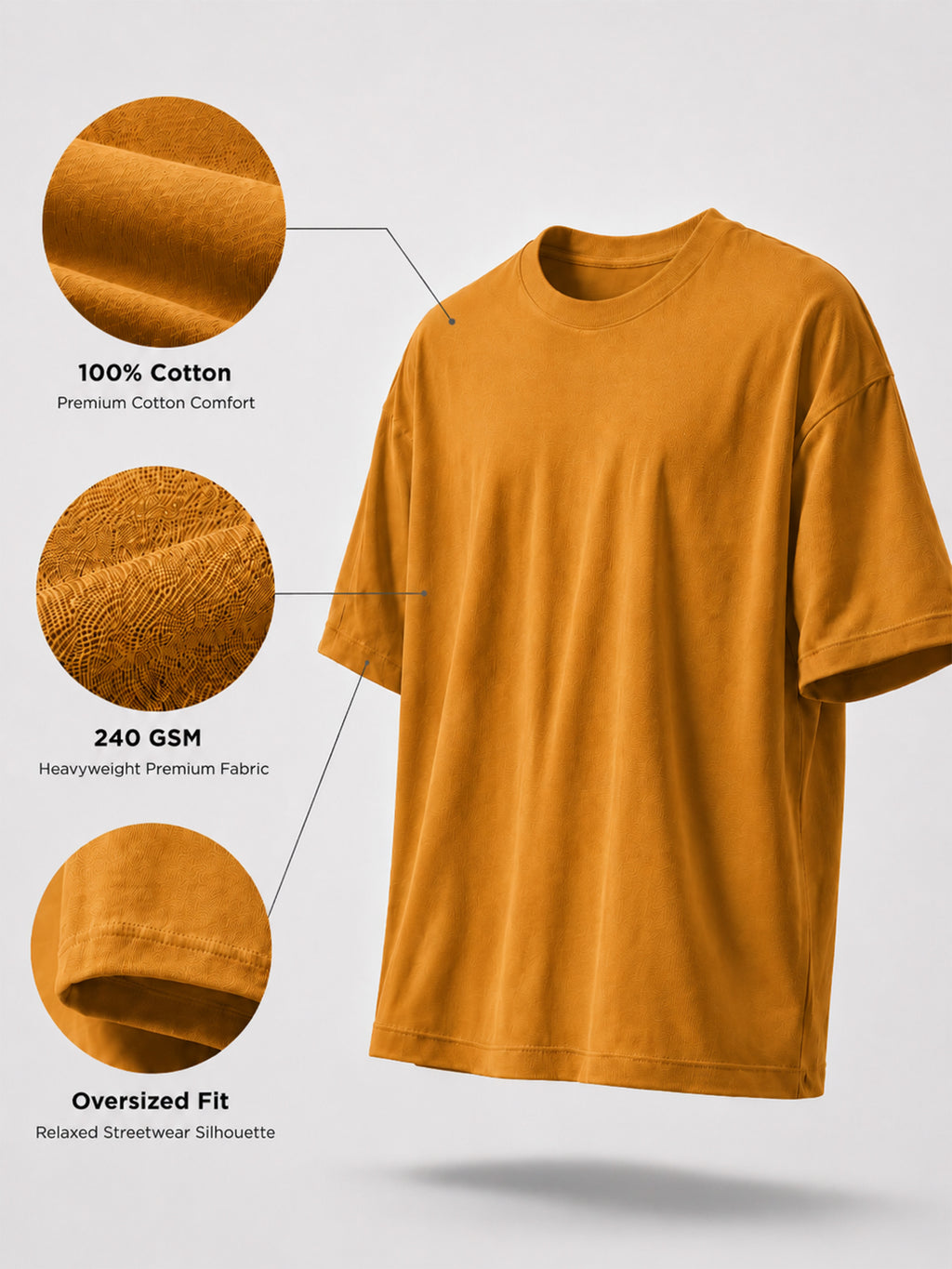 Oversized Tee Heavy Jersey Cotton Mustard Yellow - Front Sling Bag Full Body