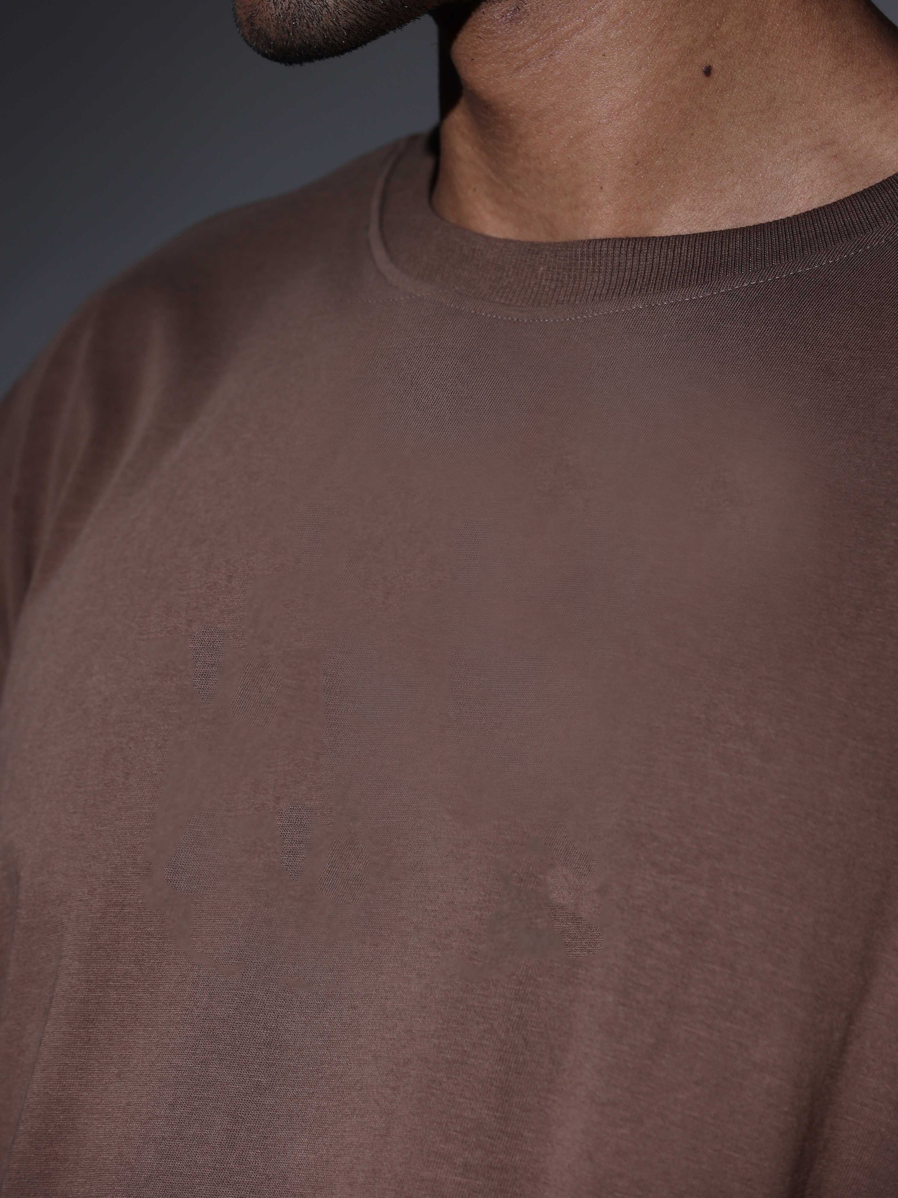 Oversized Tee Heavy Jersey Cotton Brown - Back View Tattooed
