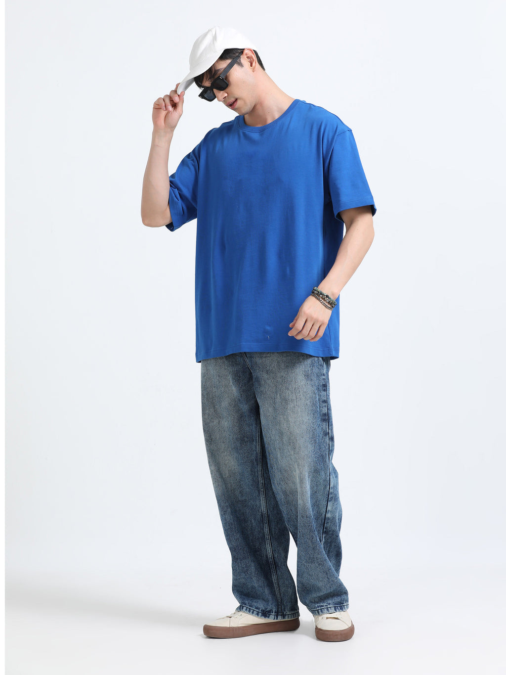 Oversized Tee Heavy Jersey Cotton Royal Blue - Fabric Detail
