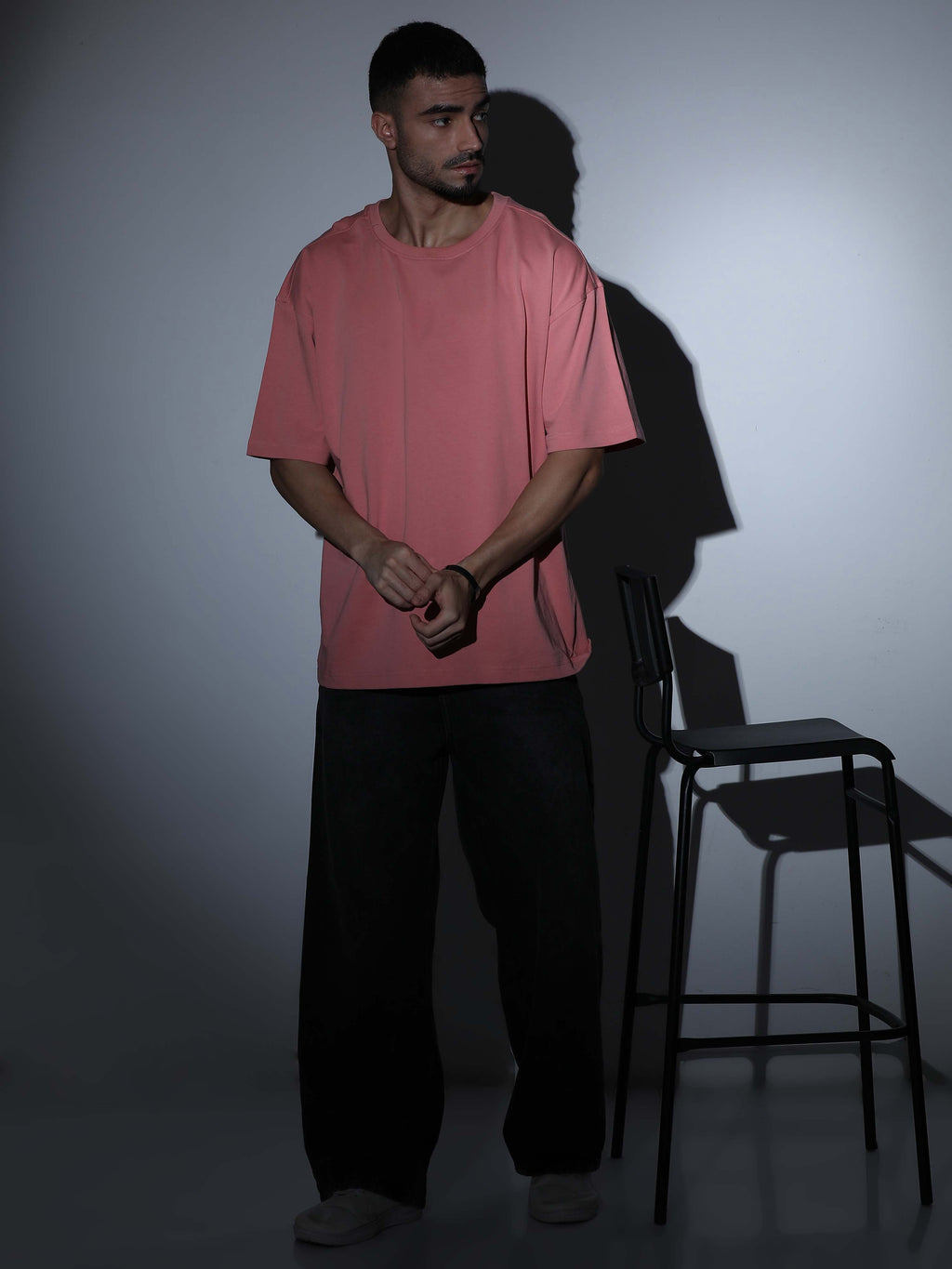 Oversized Tee Heavy Jersey Cotton Dusty Rose - Full Body Stand
