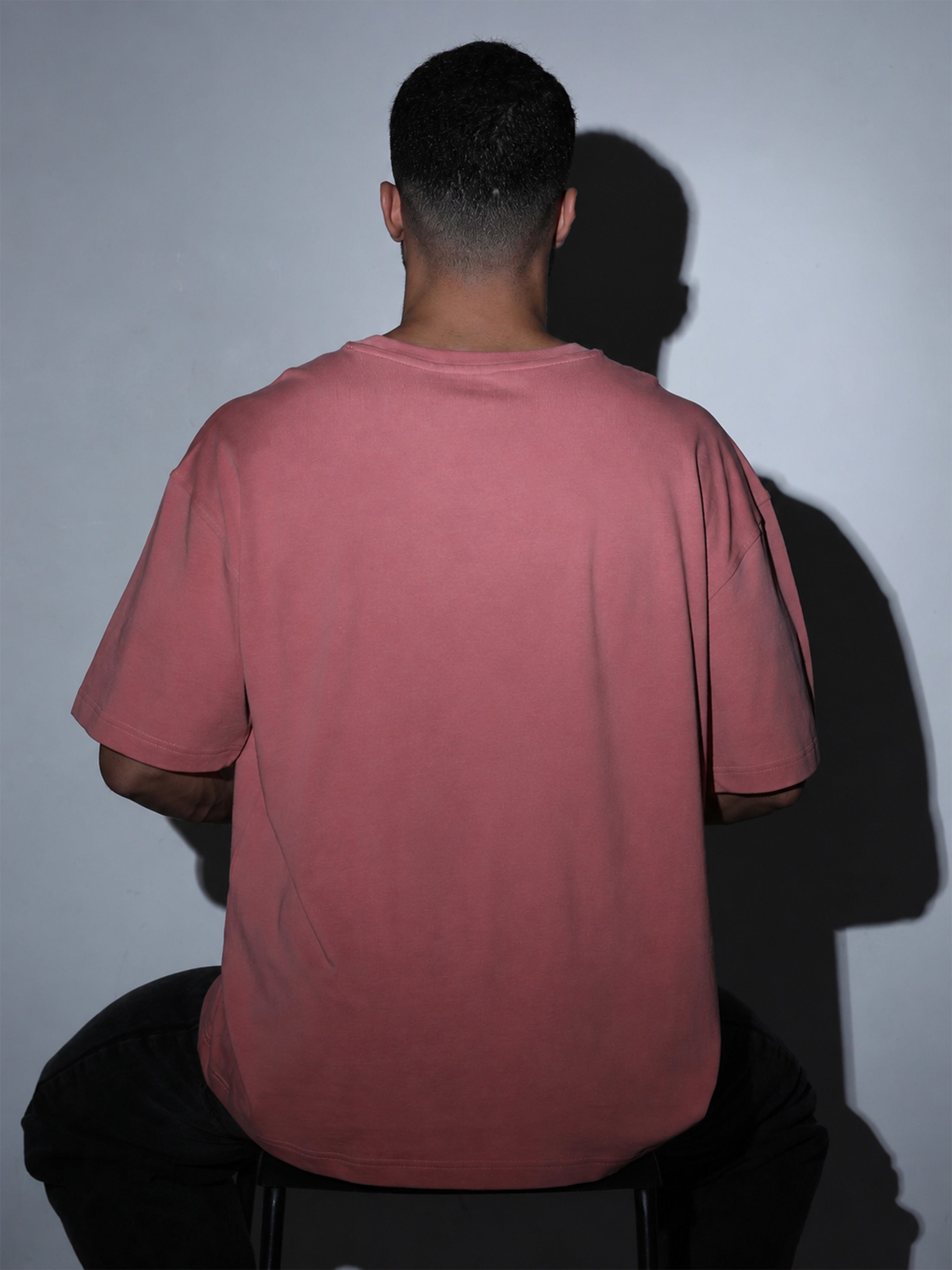 Oversized Tee Heavy Jersey Cotton Dusty Rose - Back View
