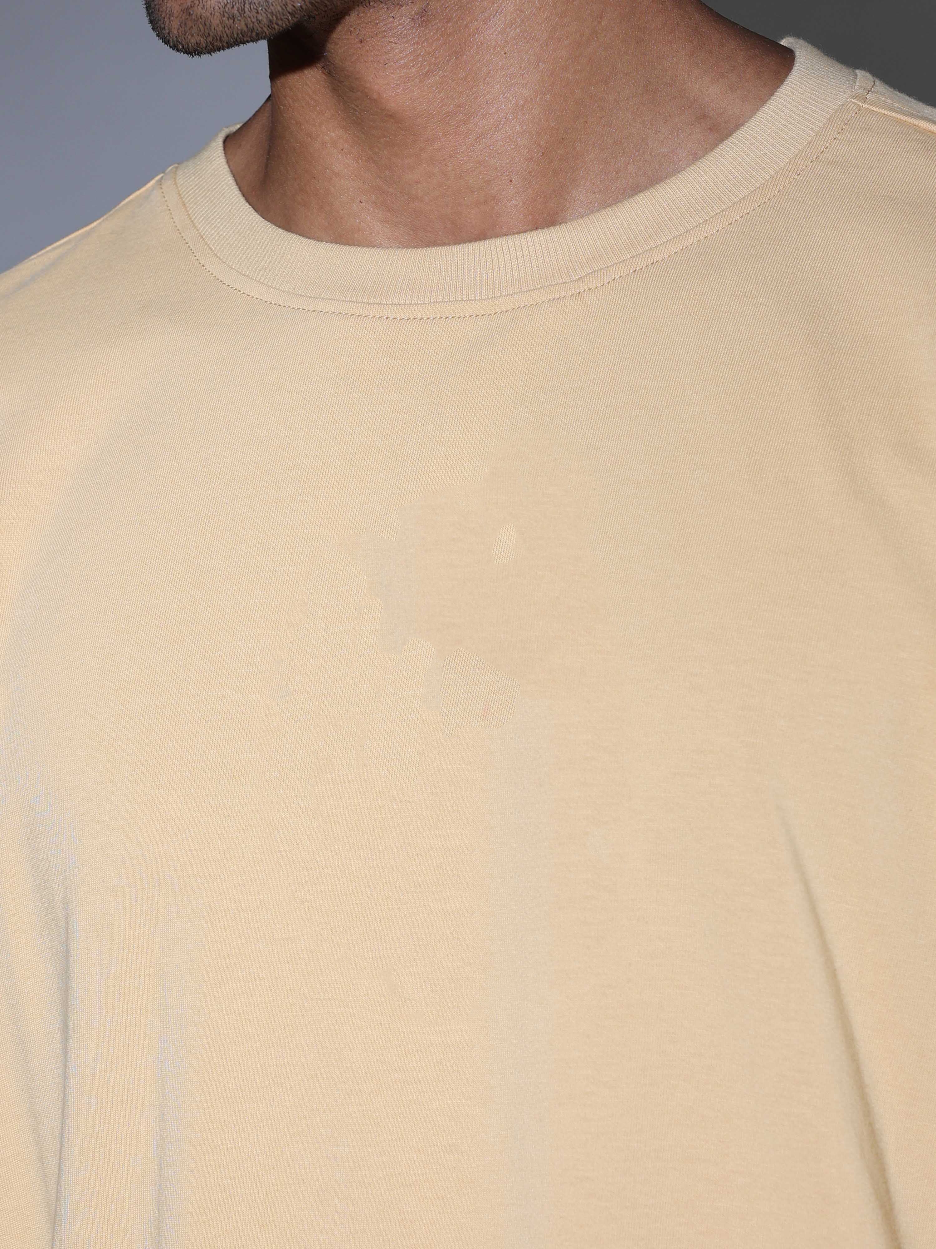Oversized Tee Heavy Jersey Cotton Cream - Side Angle Full Body