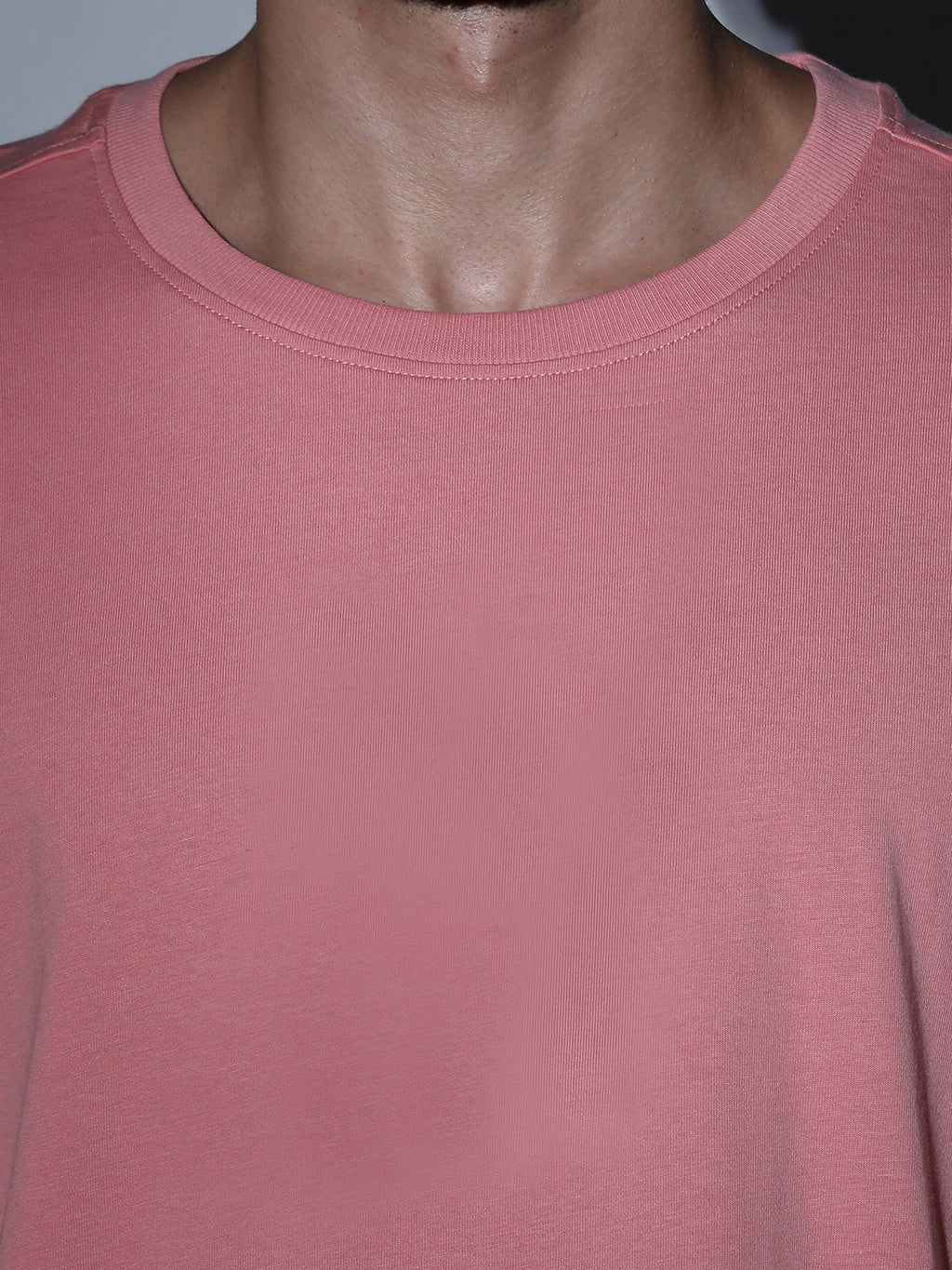 Oversized Tee Heavy Jersey Cotton Dusty Rose - Neck Detail