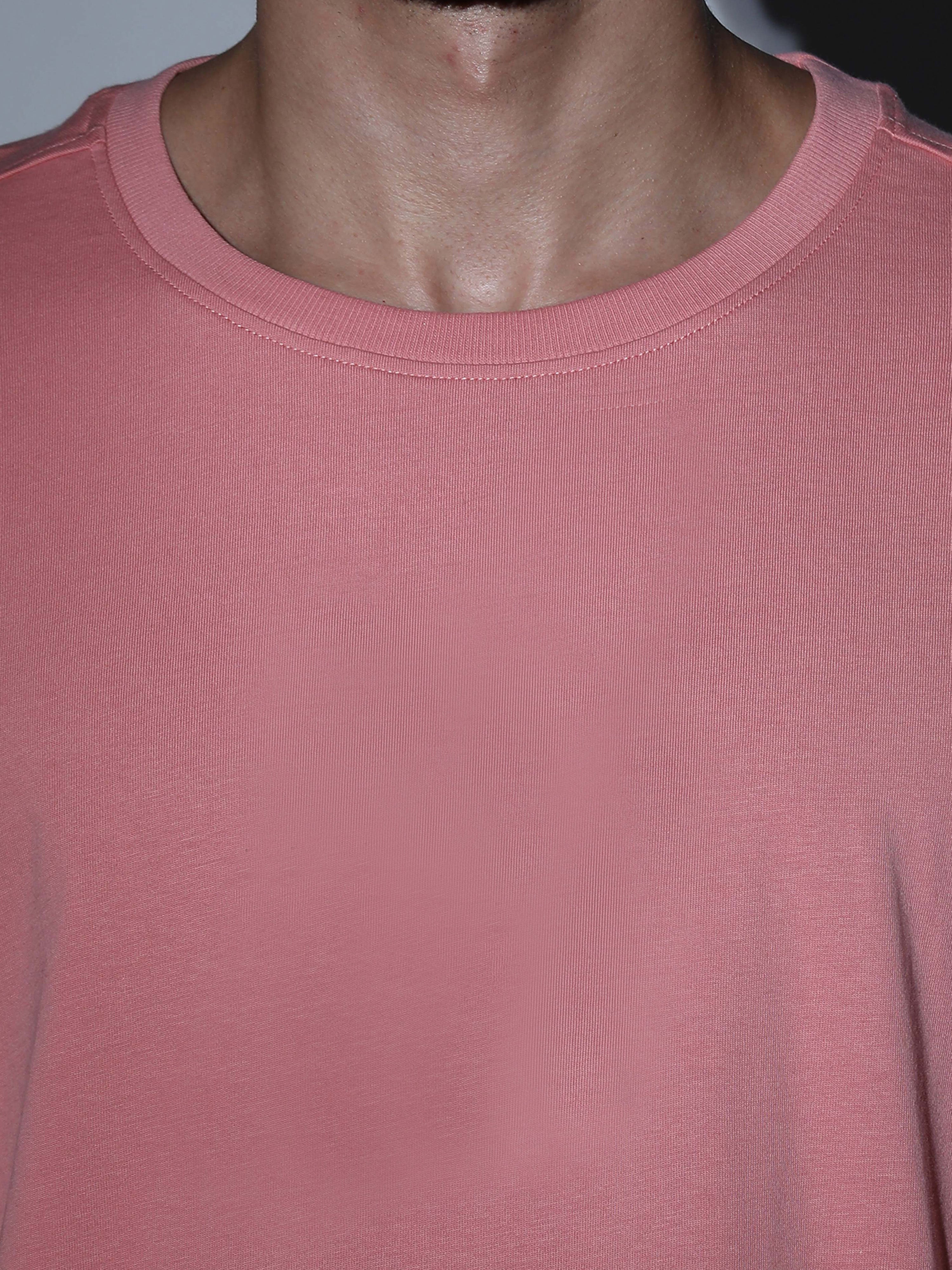 Oversized Tee Heavy Jersey Cotton Dusty Rose - Neck Detail