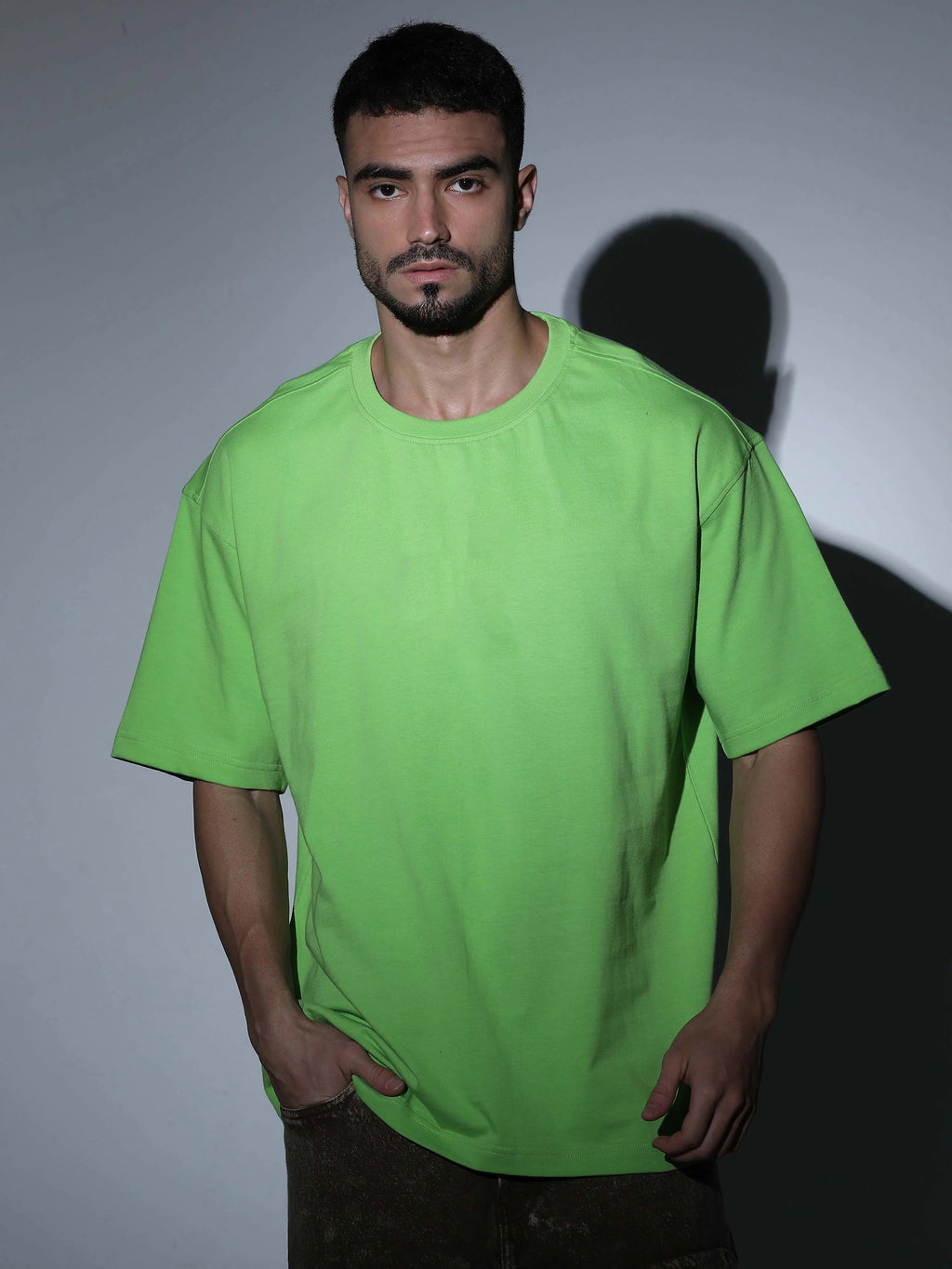 Oversized Tee Heavy Jersey Cotton Lime Green - Back View