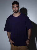 Oversized Tee Heavy Jersey Cotton Purple - Front Close