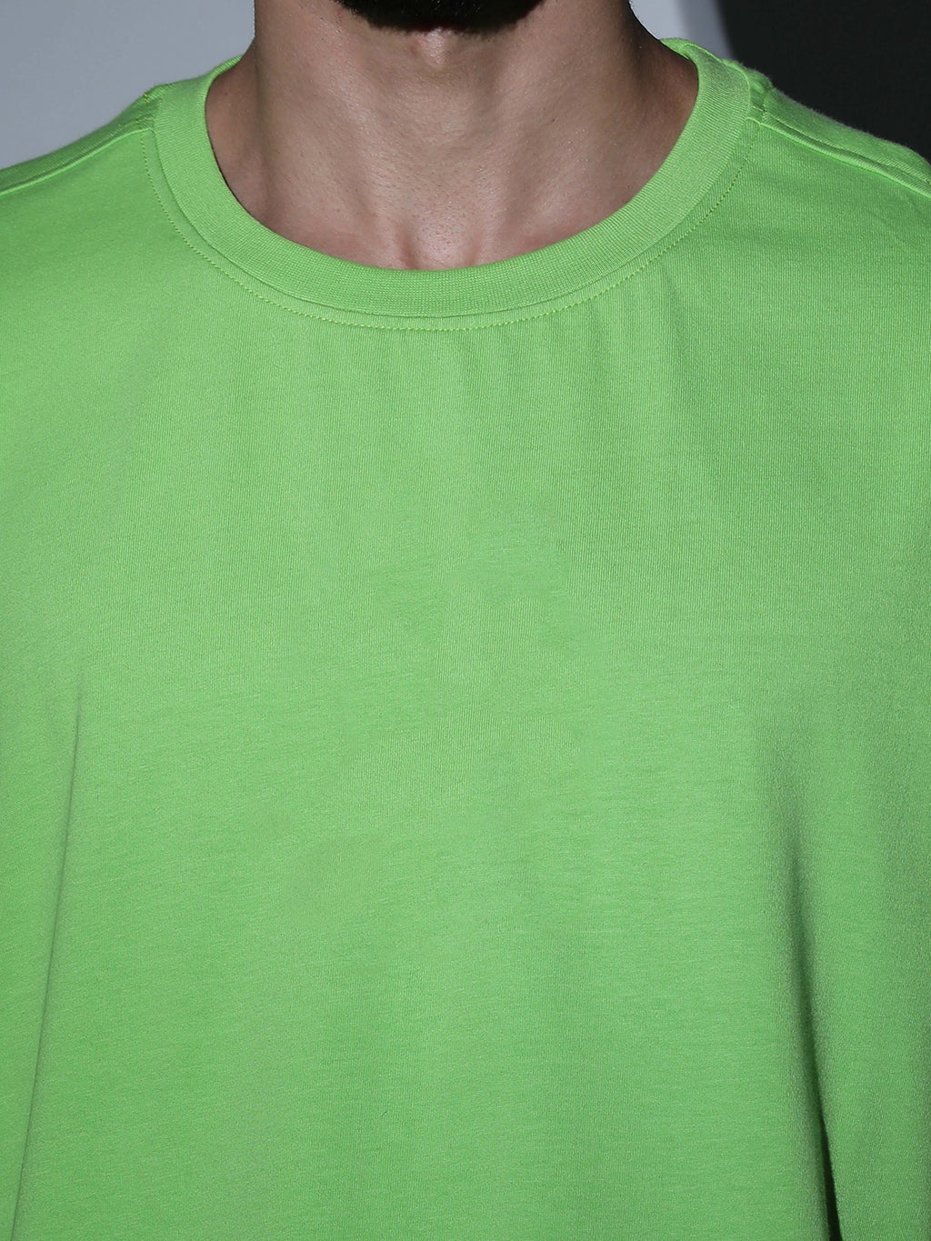 Oversized Tee Heavy Jersey Cotton Lime Green - Fabric Detail Infographic