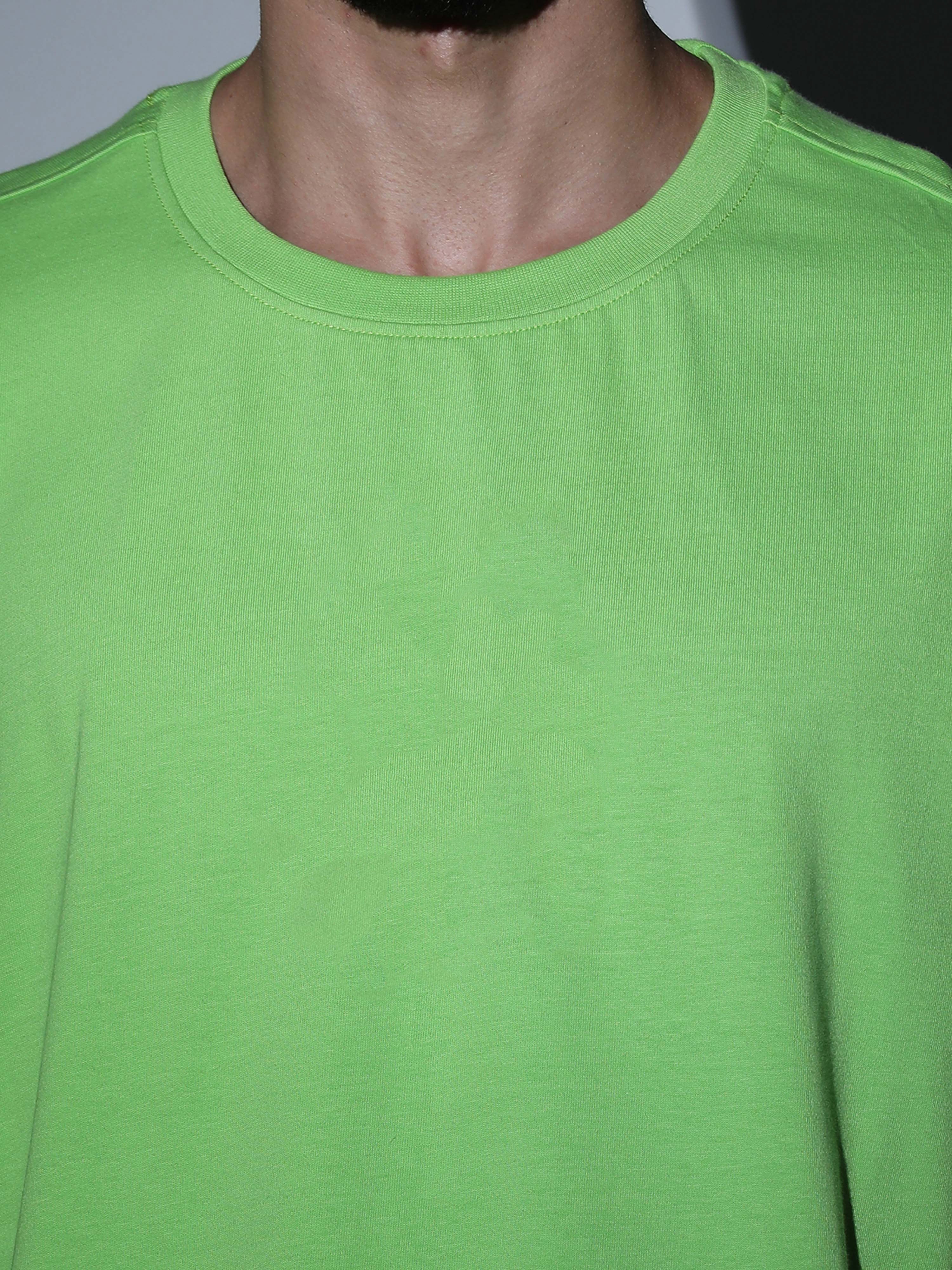 Oversized Tee Heavy Jersey Cotton Lime Green - Fabric Detail Infographic