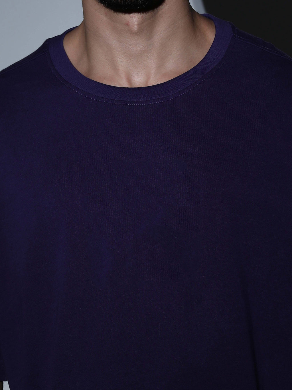 Oversized Tee Heavy Jersey Cotton Purple - Side Pose