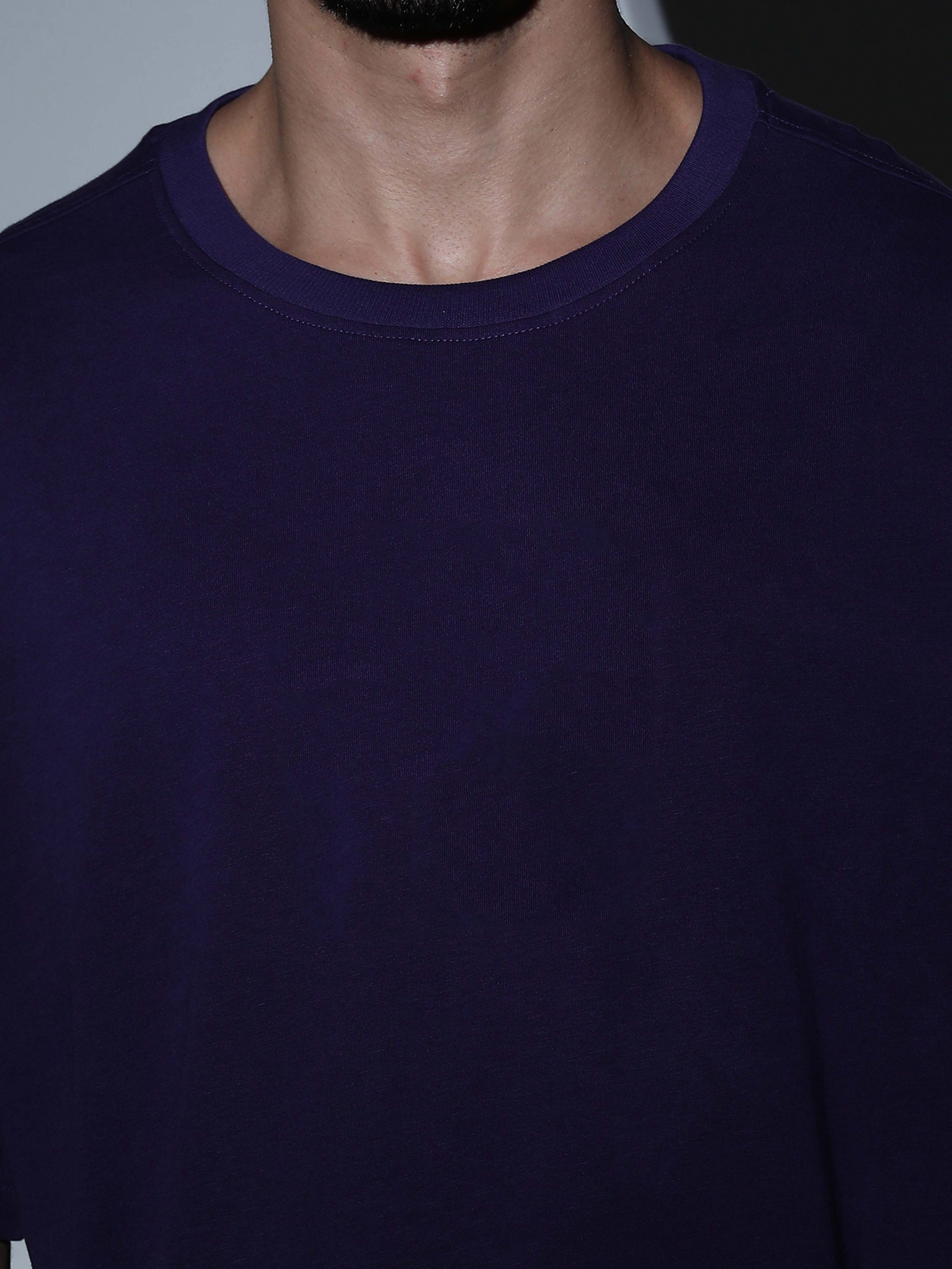 Oversized Tee Heavy Jersey Cotton Purple - Side Pose