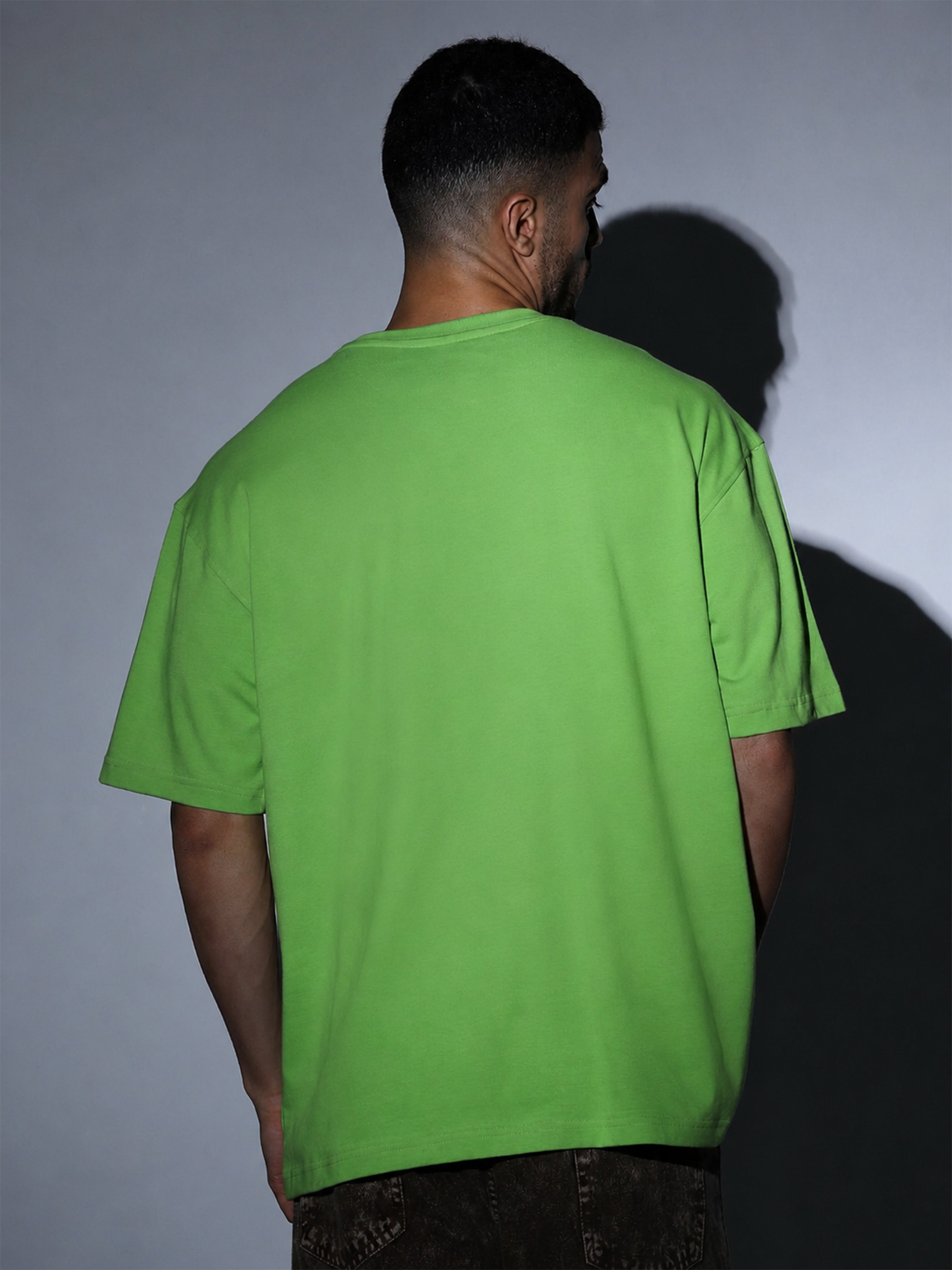 Oversized Tee Heavy Jersey Cotton Lime Green - Full Body Front