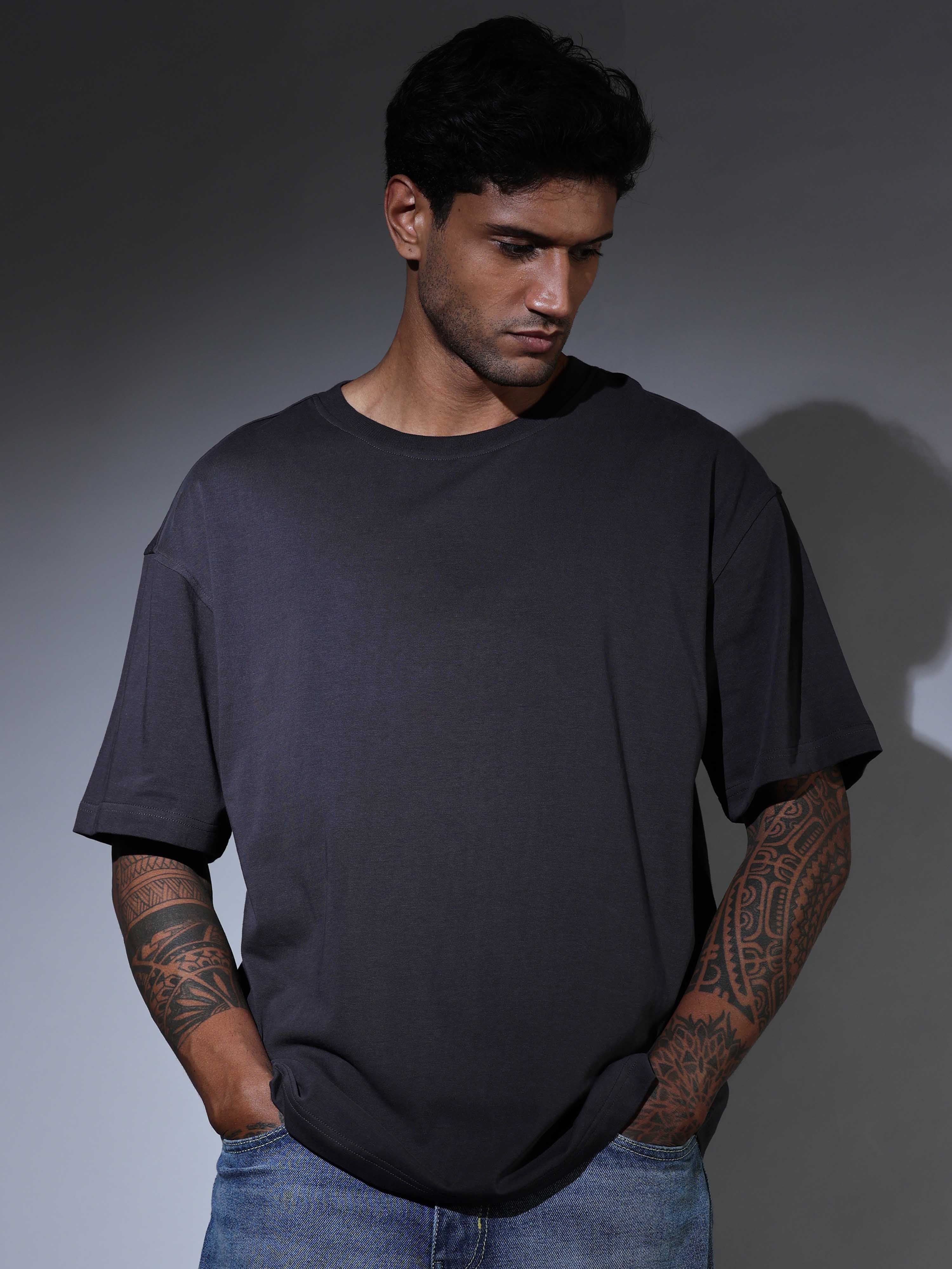 Oversized Tee Heavy Jersey Cotton Charcoal - Fabric Detail Infographic