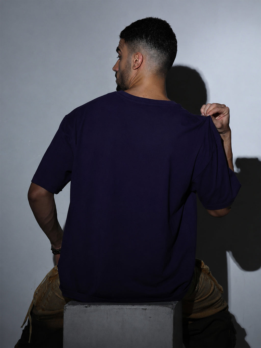 Oversized Tee Heavy Jersey Cotton Purple - Front Stand