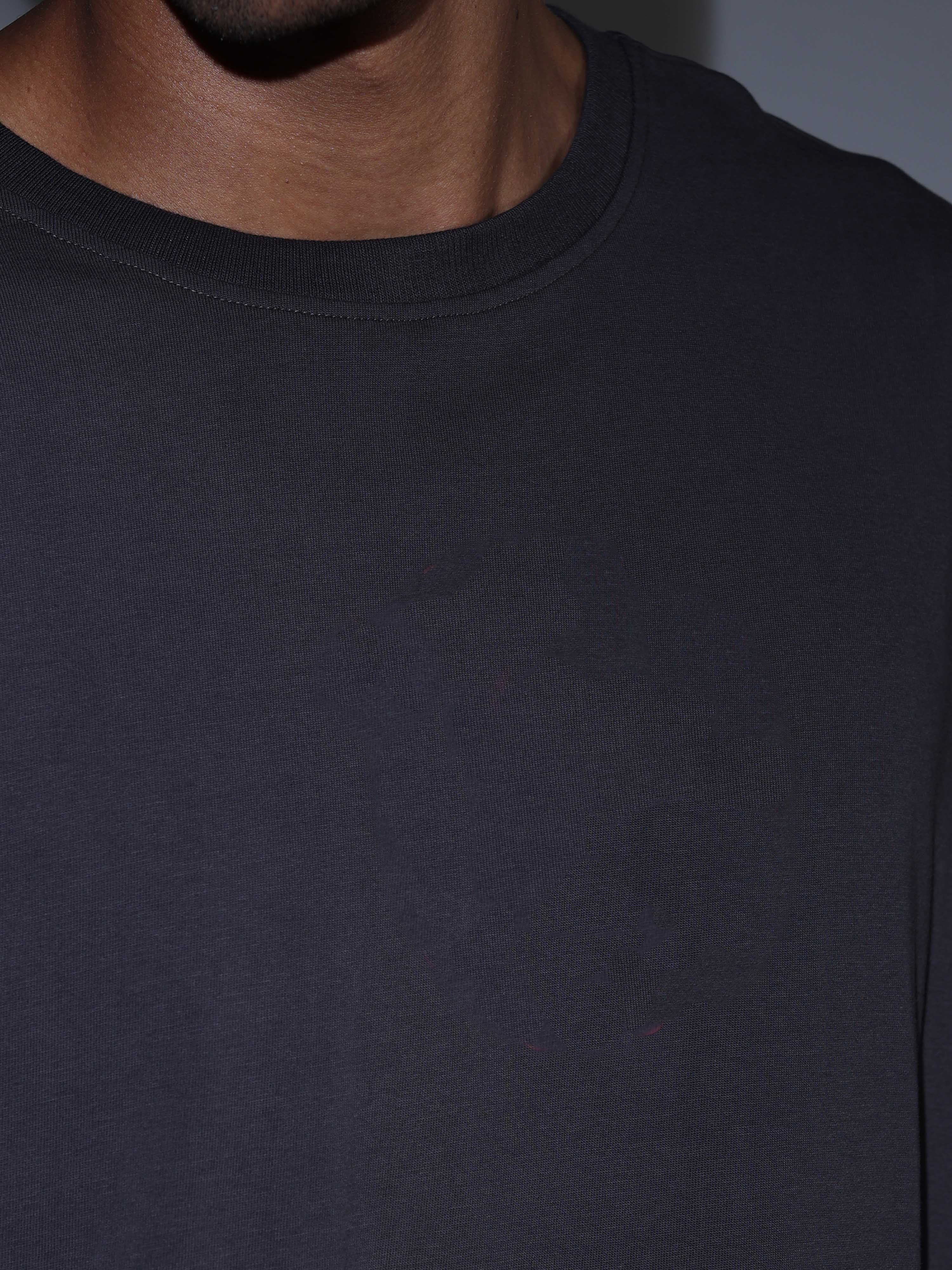 Oversized Tee Heavy Jersey Cotton Charcoal - Side Angle Tattooed