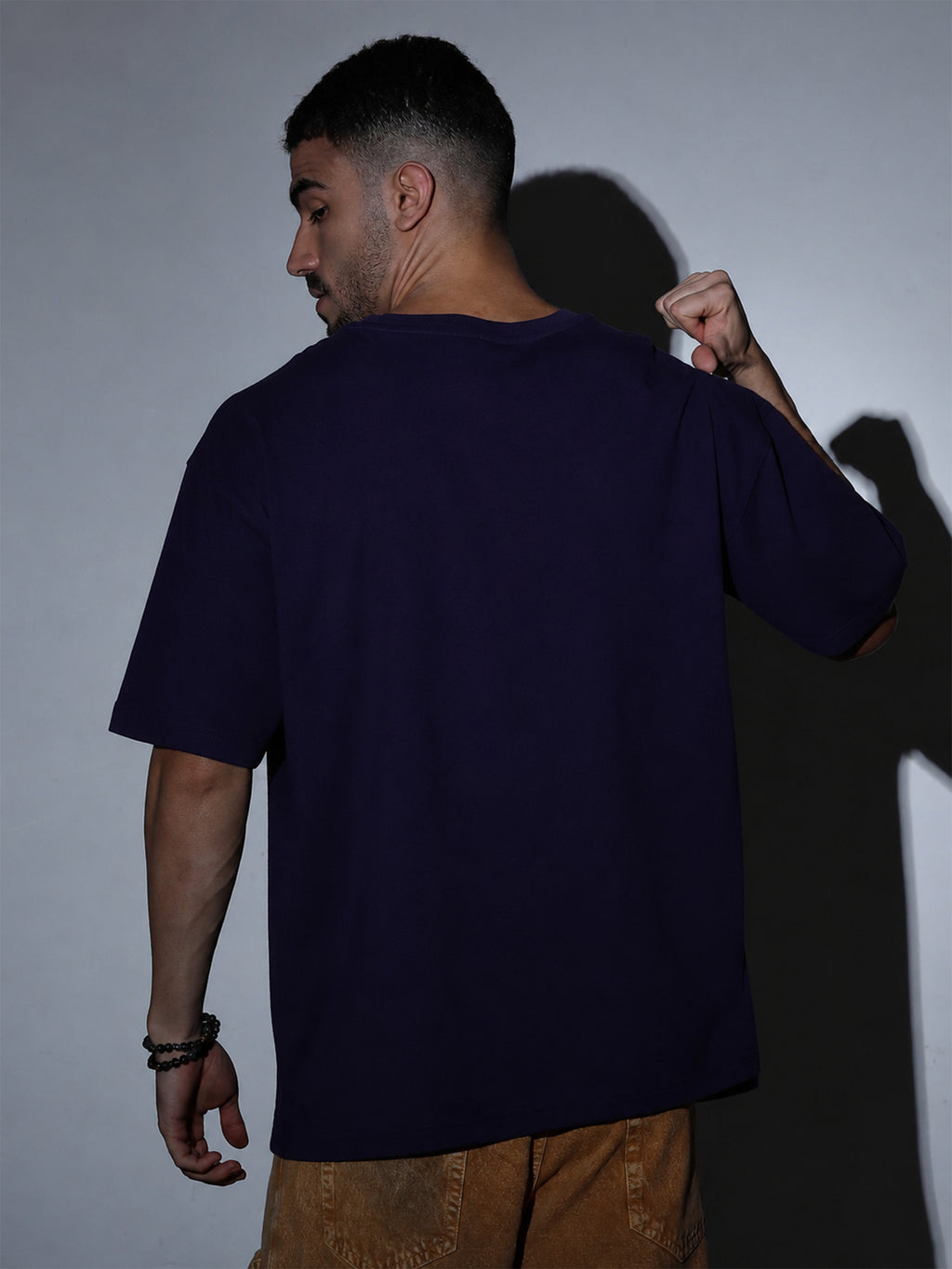 Oversized Tee Heavy Jersey Cotton Purple - Full Body Stand