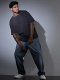 Oversized Tee Heavy Jersey Cotton Charcoal - Side Look Down Tattooed