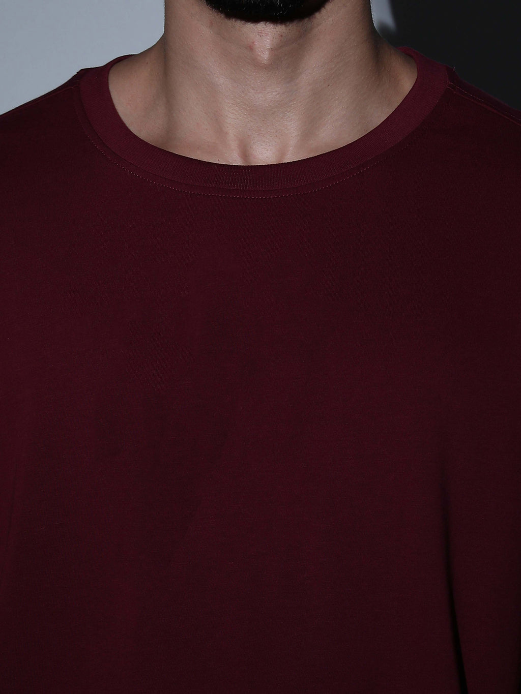 Oversized Tee Heavy Jersey Cotton Maroon - Side Angle
