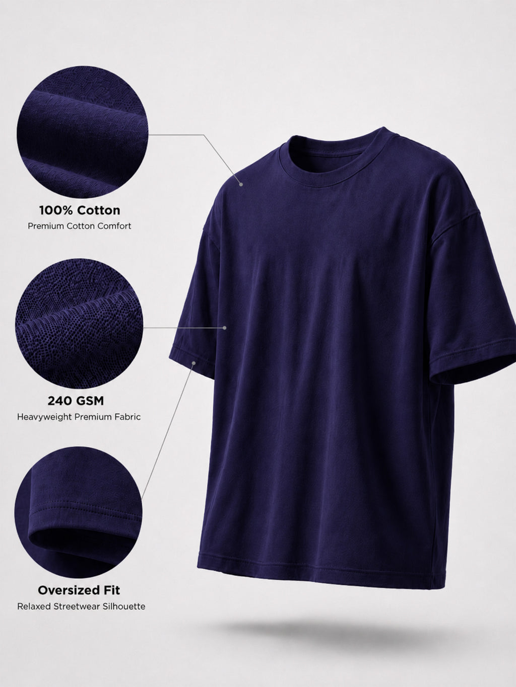 Oversized Tee Heavy Jersey Cotton Purple - Side Angle