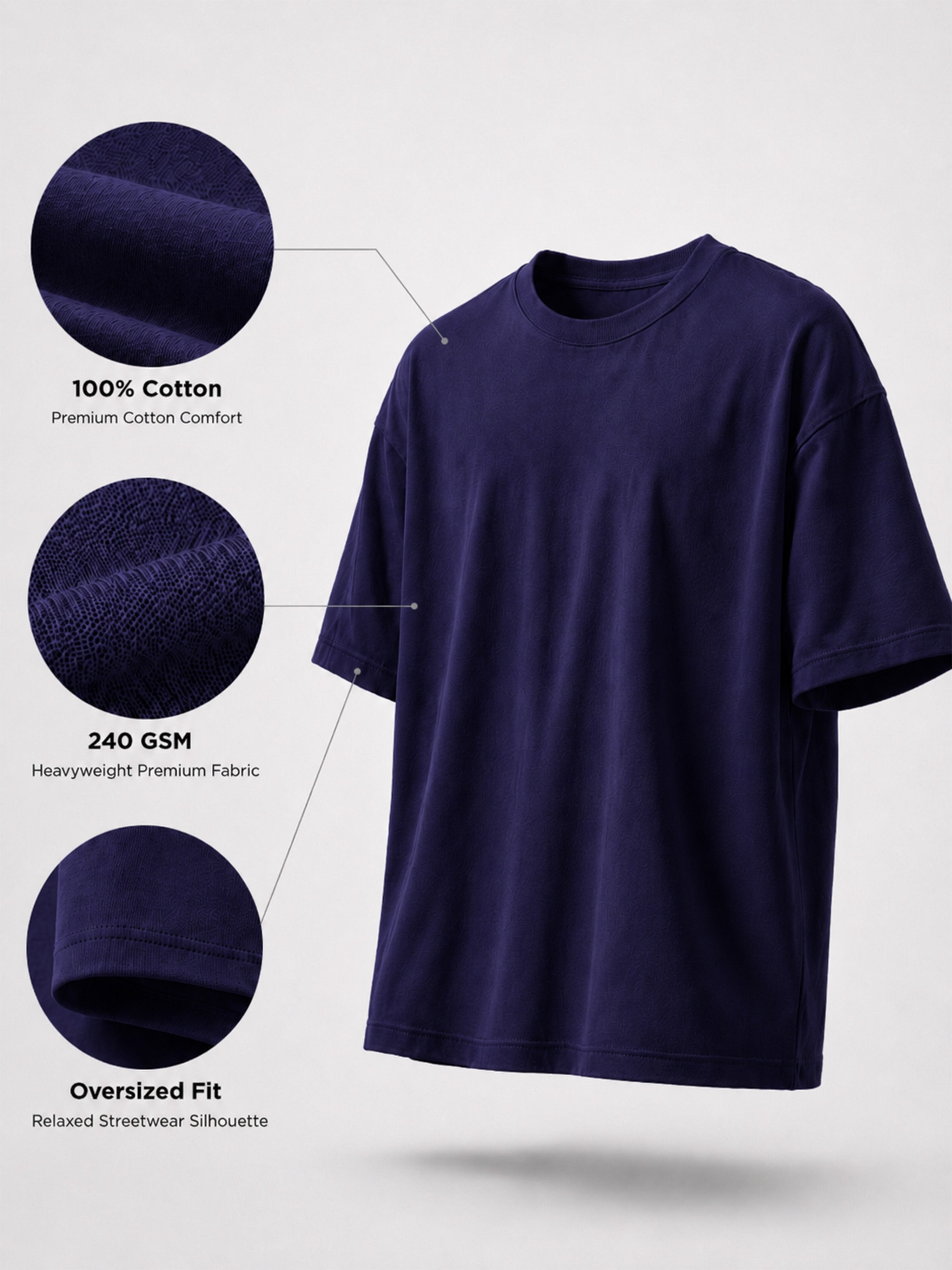 Oversized Tee Heavy Jersey Cotton Purple - Side Angle