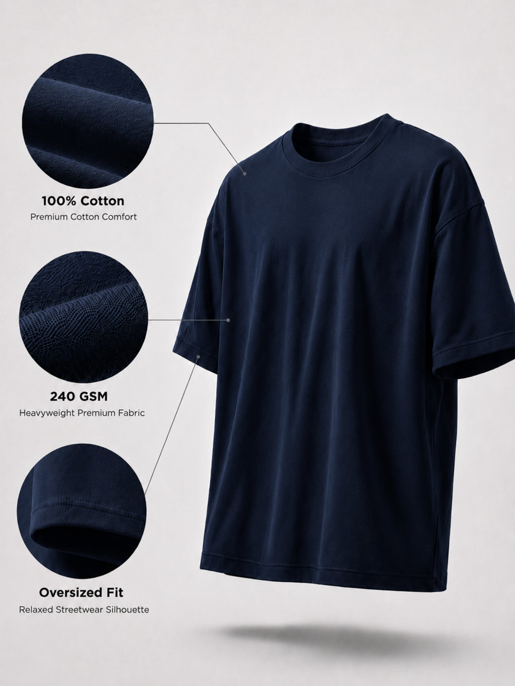 Oversized Tee Heavy Jersey Cotton Petrol Blue - Sunglasses Pose