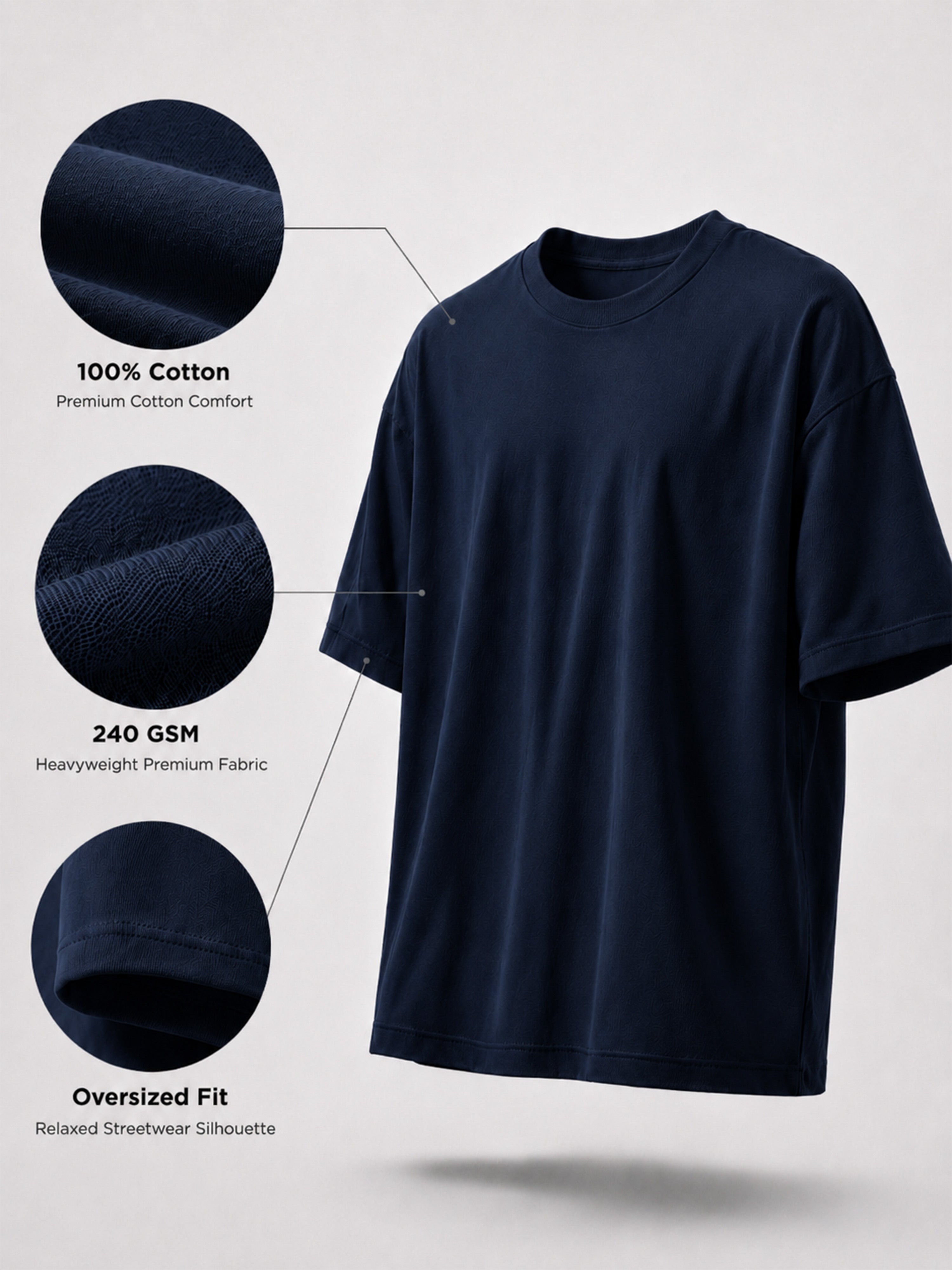 Oversized Tee Heavy Jersey Cotton Petrol Blue - Sunglasses Pose