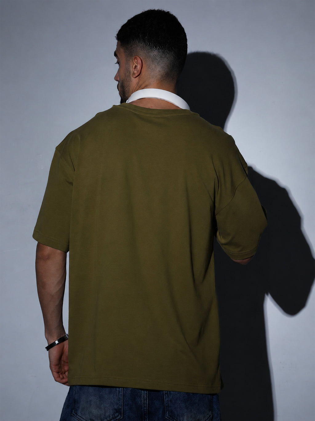 Oversized Tee Heavy Jersey Cotton Olive Green - Fabric Detail Infographic
