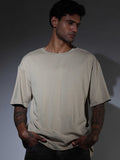 Oversized Tee Heavy Jersey Cotton Beige - Side Look Away