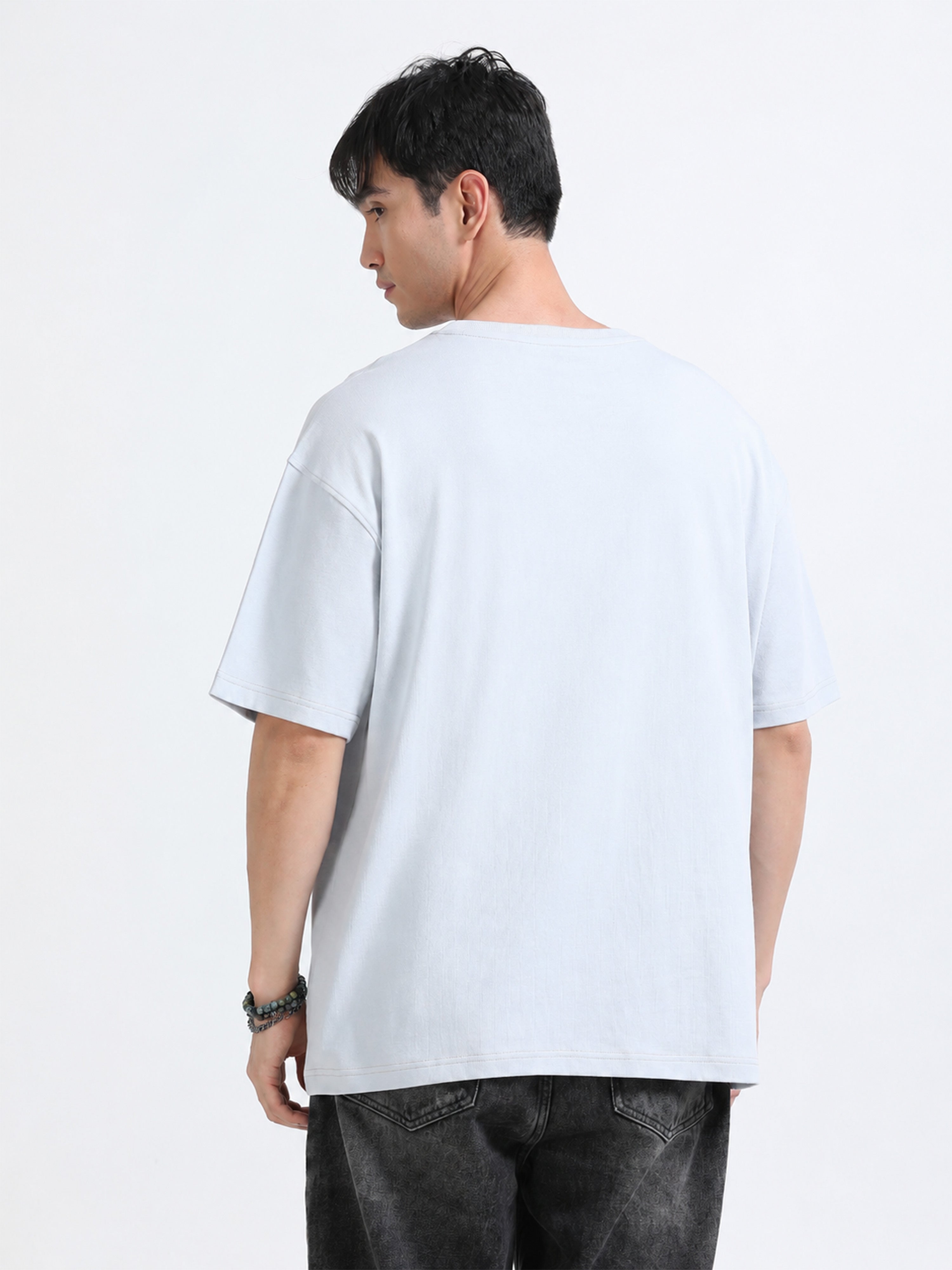 Oversized Tee Heavy Jersey Cotton Light Blue - Side View